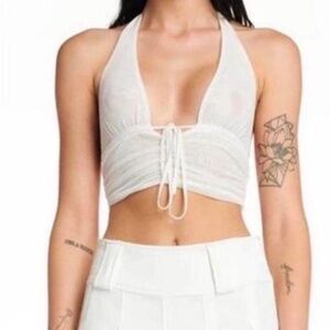 I AM GIA white halter top